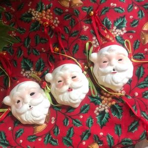VINTAGE Mardi Gras New Orleans Santa Ceramic Christmas Ornaments